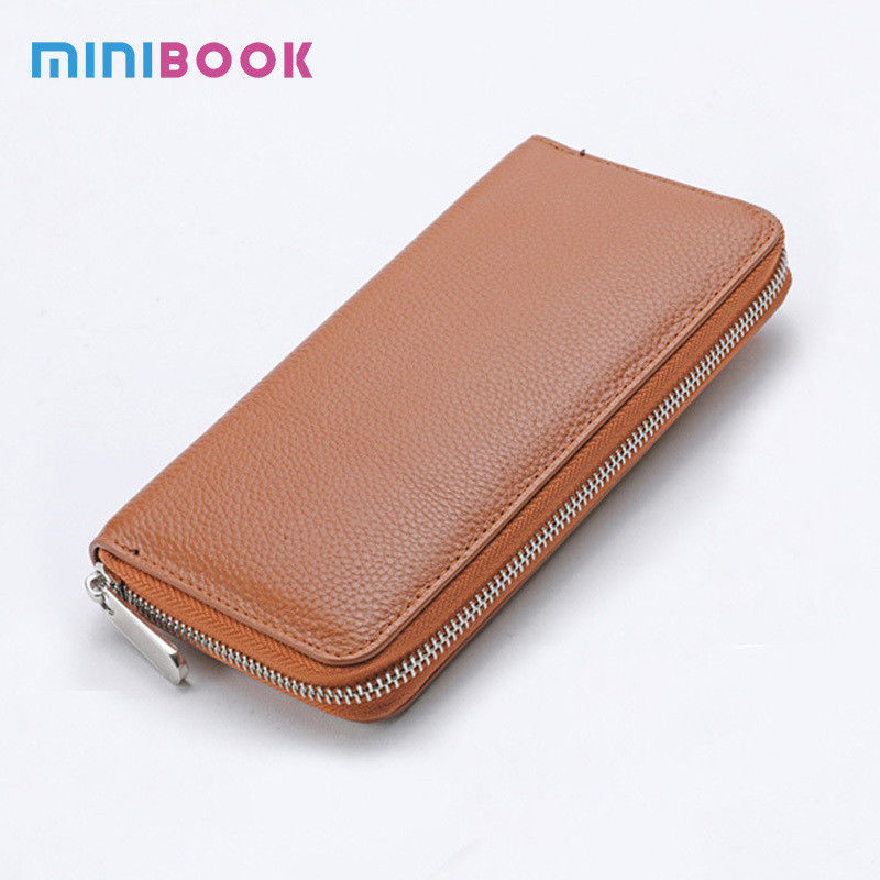 Availiable Genuine Pebble Leather Coin Purses Custom Long Zipper Wallet for Men Women